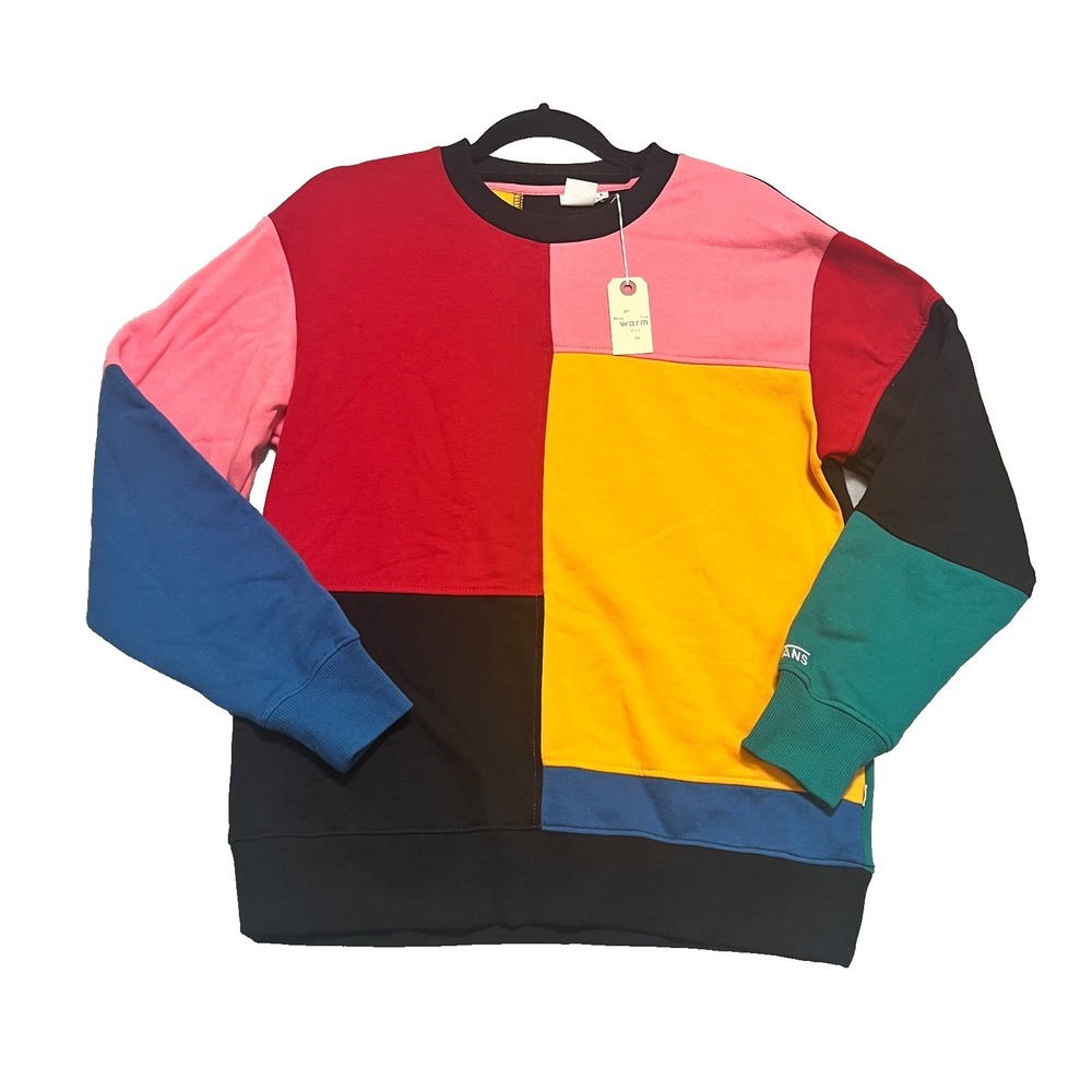Vans Colorblock Patchwork Crewneck Sweatshirt Pul… - image 1
